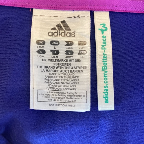 Vintage Adidas track suit top blue and purple three stripes workout layering - Picture 11 of 12